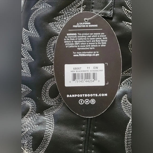 Laredo Monty Black & White Snake Print Boots - Picture 5 of 9